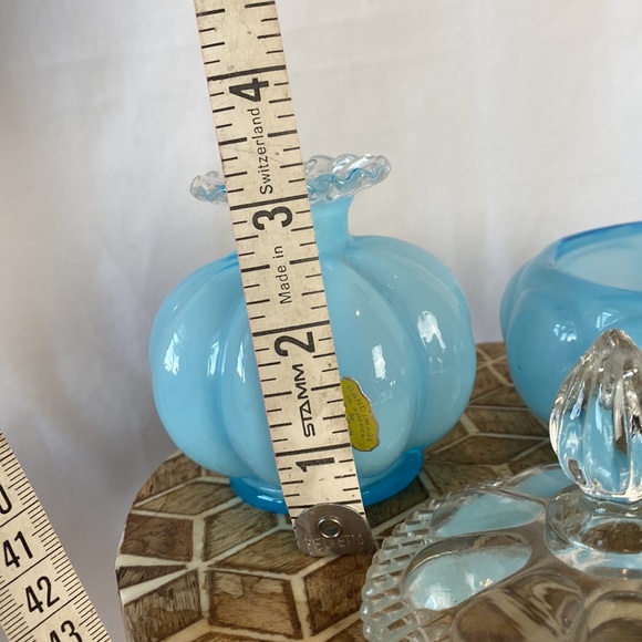 Fenton Blue and Clear Glass Set 🩵🤍 3 Pieces! - Picture 4 of 8